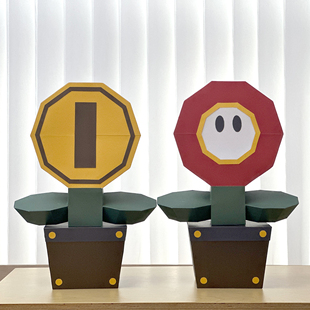 金币花和小红花摆件店铺照片装饰品摆设可爱卡通折纸花朵拍摄道具