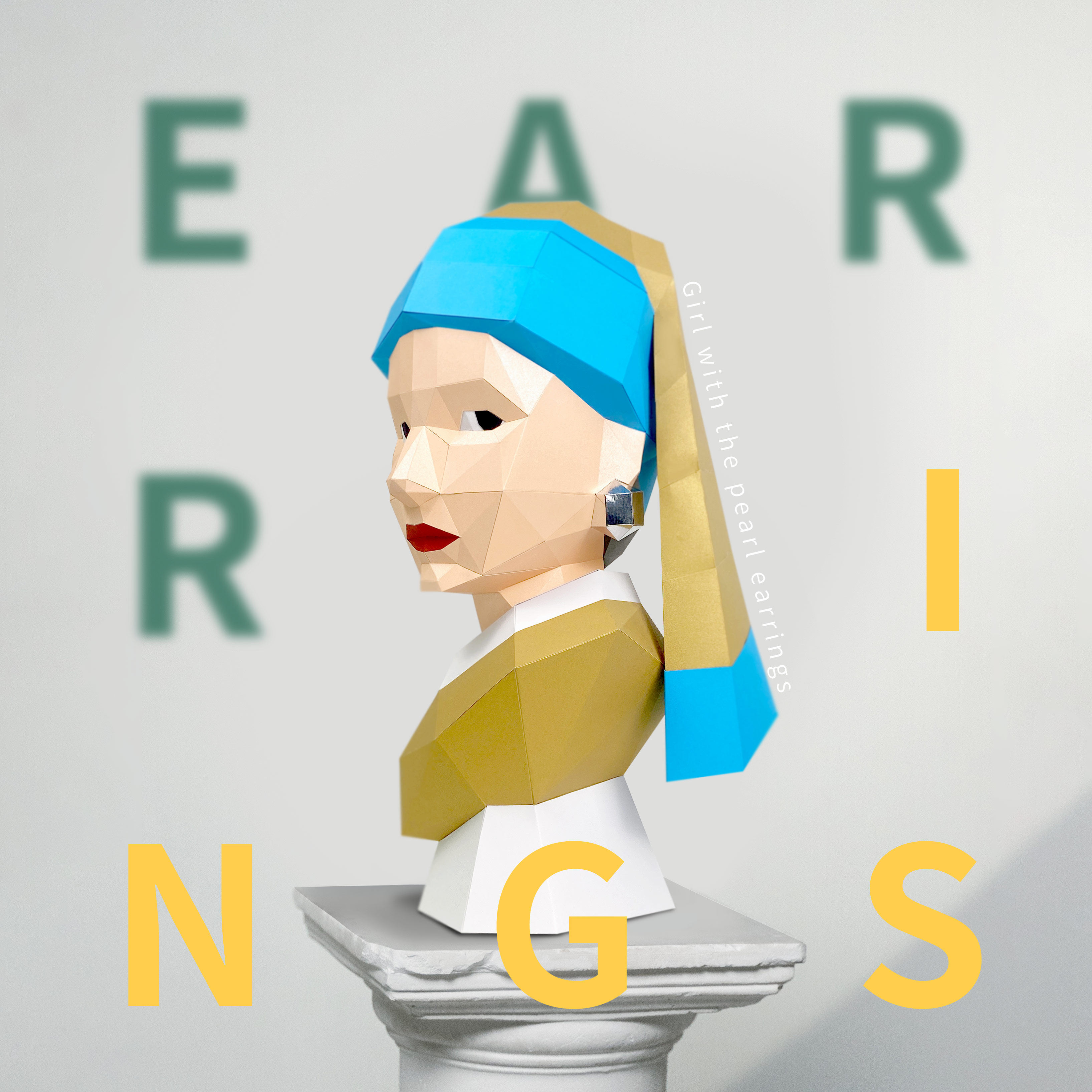 世界名画带珍珠耳环的少女摆件油画女孩手工折纸创意时尚装饰物品