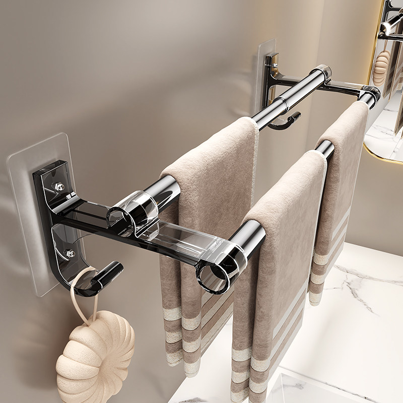 毛巾架子卫生间免打孔浴室伸缩毛巾杆置物架厕所双杆浴巾收纳挂架,家庭/个人清洁工具,毛巾挂/毛巾架,淘宝优惠券,粉丝福利购,淘宝优惠卷