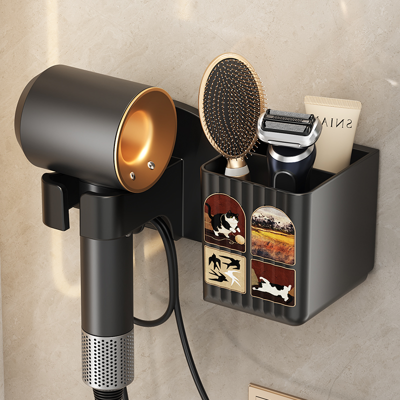 【掉落包赔】免打孔吹风机收纳架