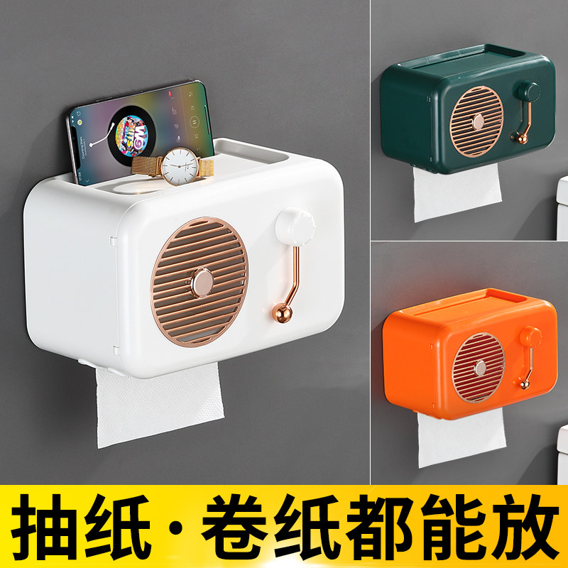 卫生间纸巾盒壁挂式防水卫生纸厕所卷纸盒挂架抽纸盒图片