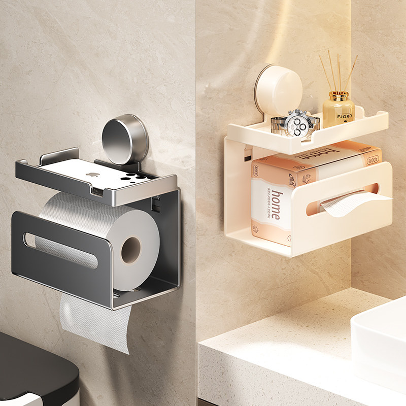 【不伤墙面】卫生间吸盘纸巾架