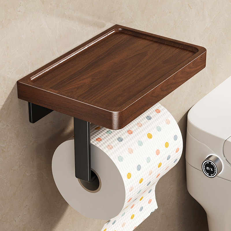 【掉落包赔】胡桃木免打孔纸巾架