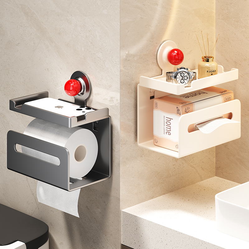 【不伤墙面】吸盘纸巾盒免打孔
