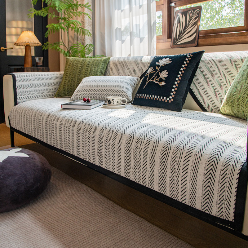 沙发垫轻奢高级感2026新款四季通用防滑鱼骨纹坐垫盖布沙发套罩巾