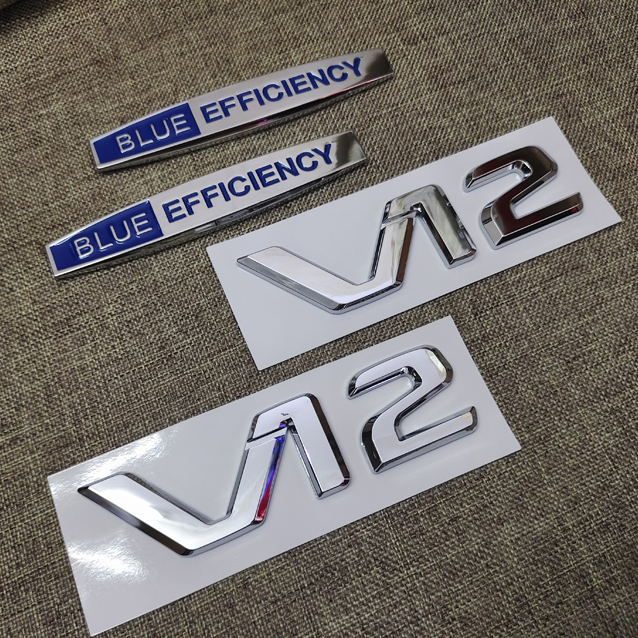 奔驰叶子板标V12标蓝色效能标