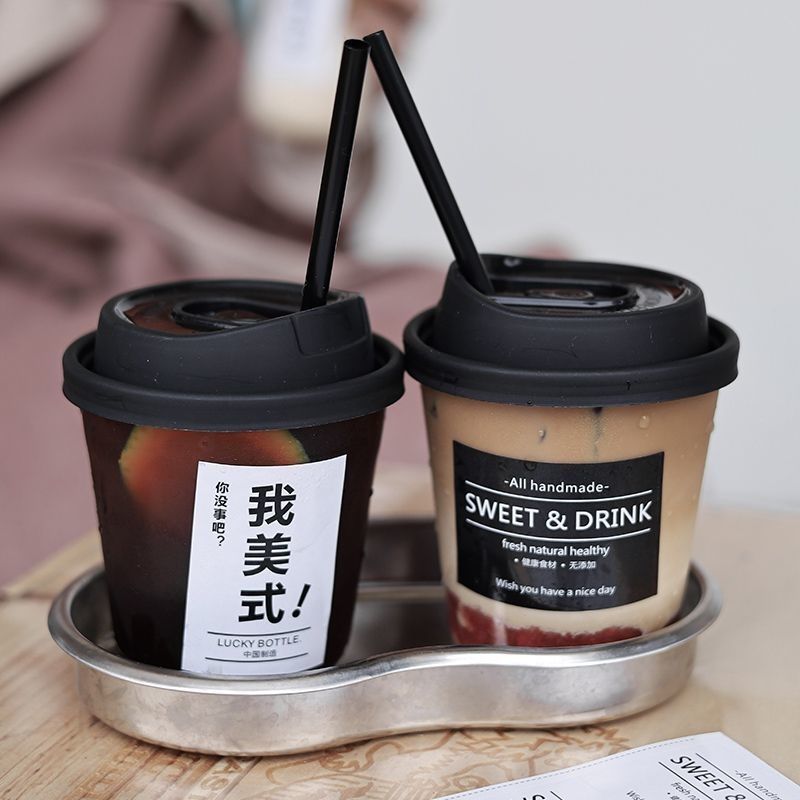 一次性咖啡杯美式PET冷饮杯带盖胖胖杯奶茶店打包杯U型奶茶饮料杯