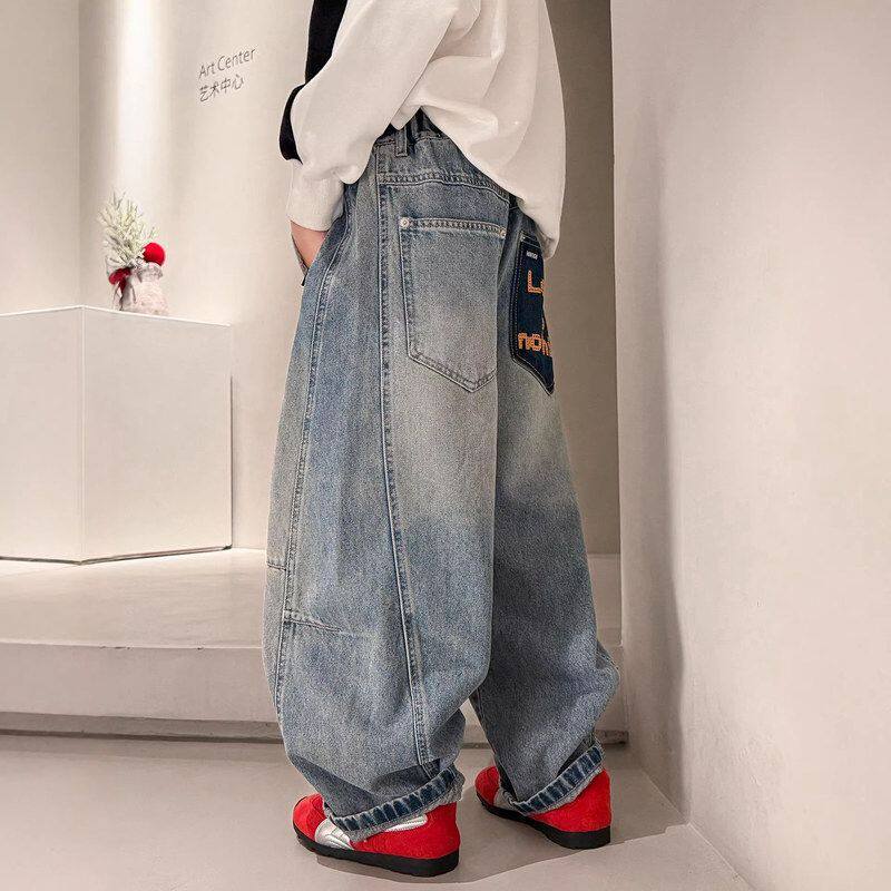 男童牛仔裤春秋款2026新款大儿童装痞帅宽松休闲直筒裤子男孩春装