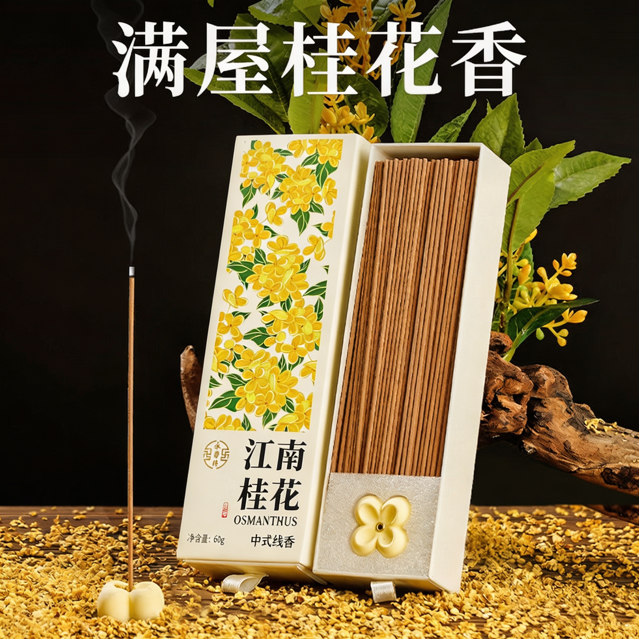 桂花香薰线香熏香家用卧室内持久留香高级檀香沉香房间睡眠点燃式