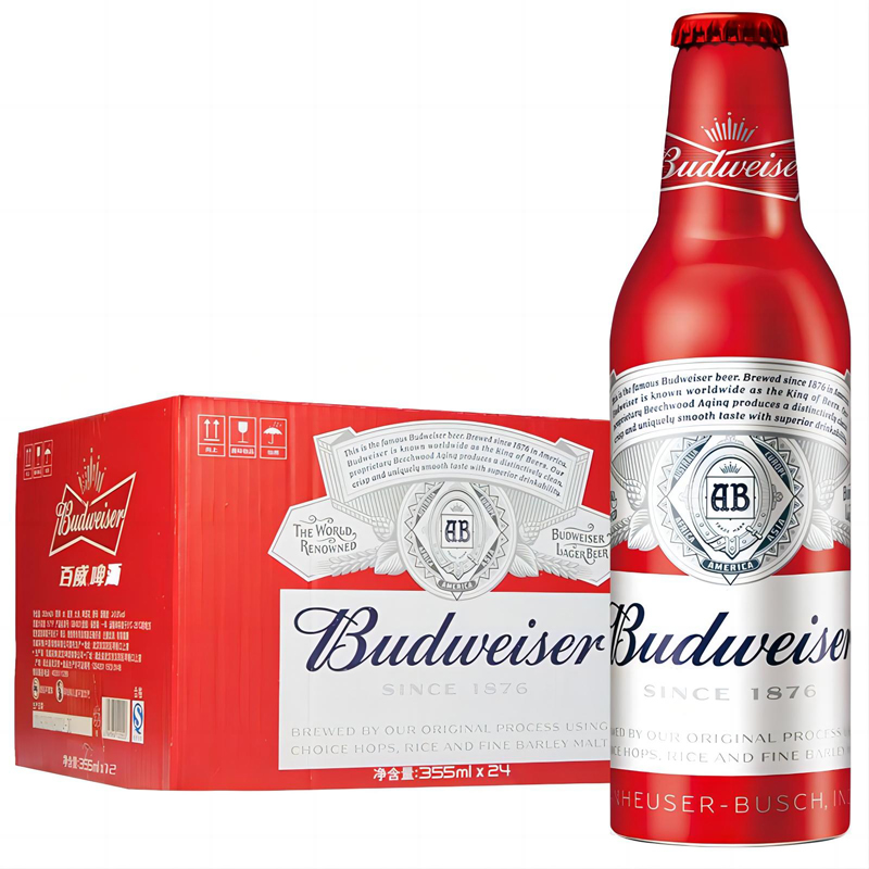 【铝瓶】百威啤酒355ml*24瓶国产/Budweiser整箱红铝瓶清仓