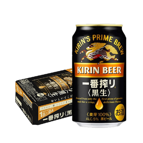 【进口】麒麟一番榨黑啤酒350ml*24罐日本/KIRN听装啤酒整箱