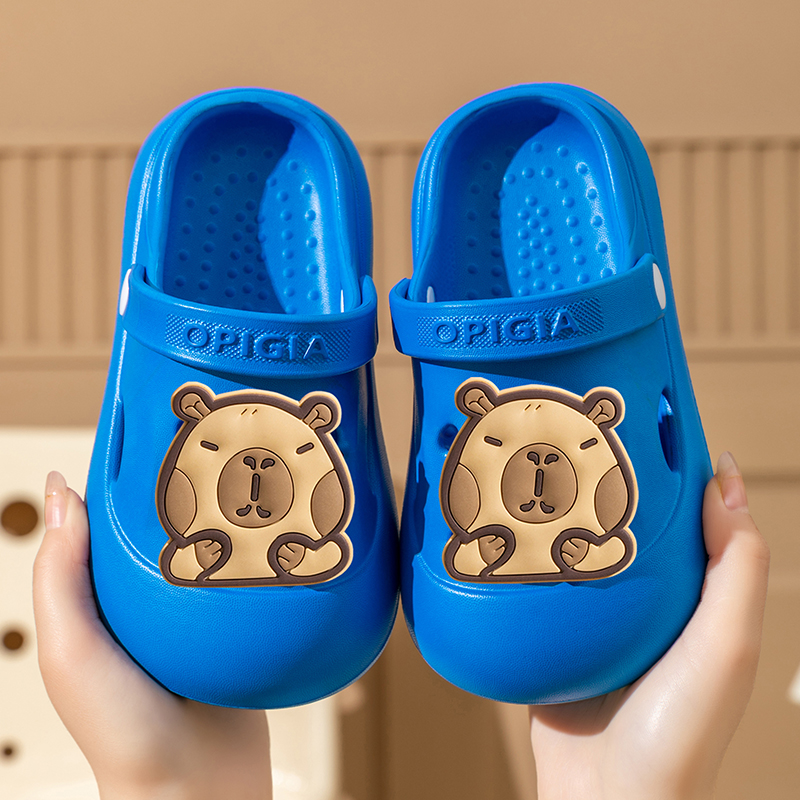 卡皮巴拉儿童洞洞鞋居家厚底包头