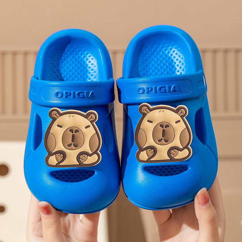 卡皮巴拉儿童洞洞鞋家用厚底防滑