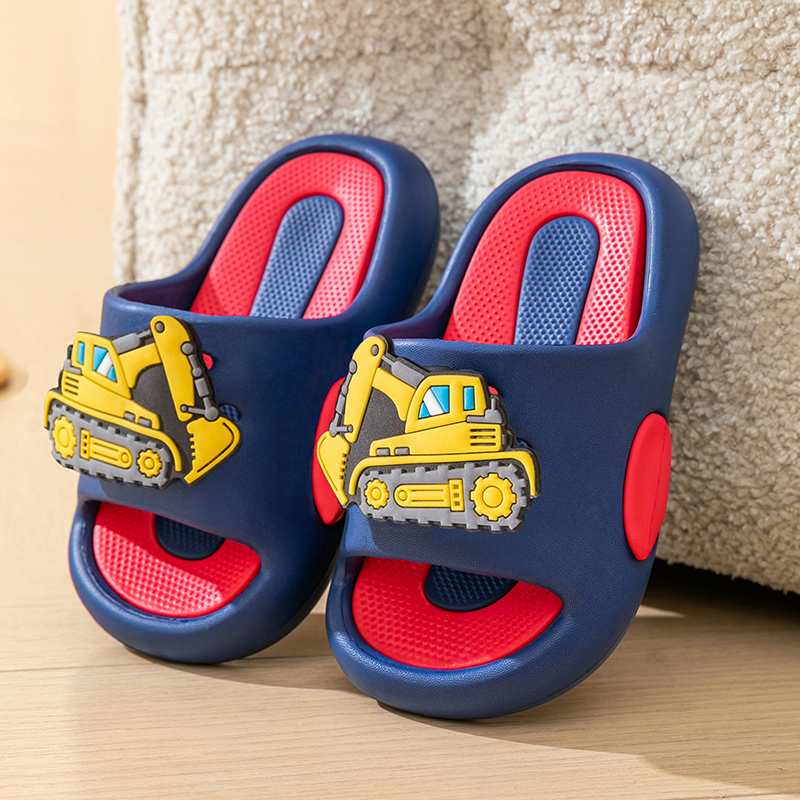 卡通挖土车儿童拖鞋居家厚底防滑