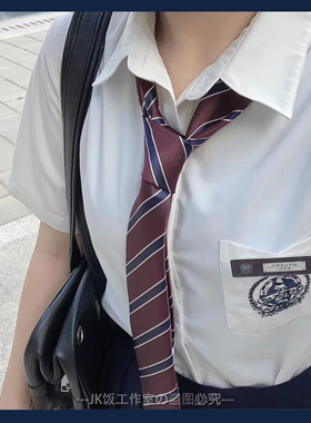 红蓝白条条纹JK手打领带