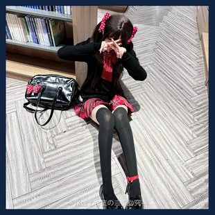 正版 原创纯欲辣妹绊JK圣诞新年红色格裙狗短36cm 小辣椒jk制服套装