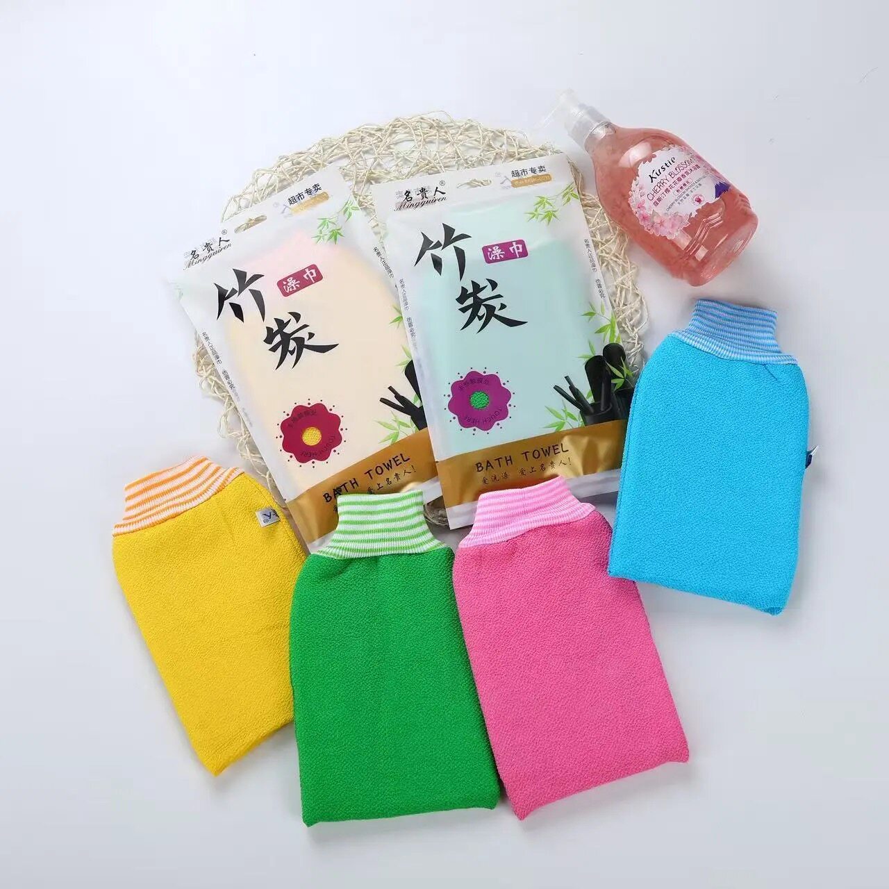 双面加厚带棉浴场专用澡巾竹炭纤维洗澡搓澡巾洗沐浴手套搓背神器