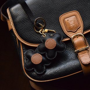 LV&GEDETE 太阳花原创设计真皮手工汽车钥匙扣挂饰包包挂件个性女