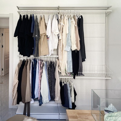 160高免打孔金属衣柜卧室收纳简易洞洞板开放式衣柜置物衣帽架