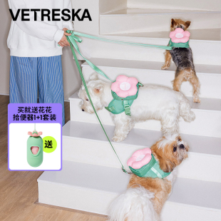 宠物出行狗绳子大中小型犬遛狗神器 未卡花花背包牵引绳三合一套装