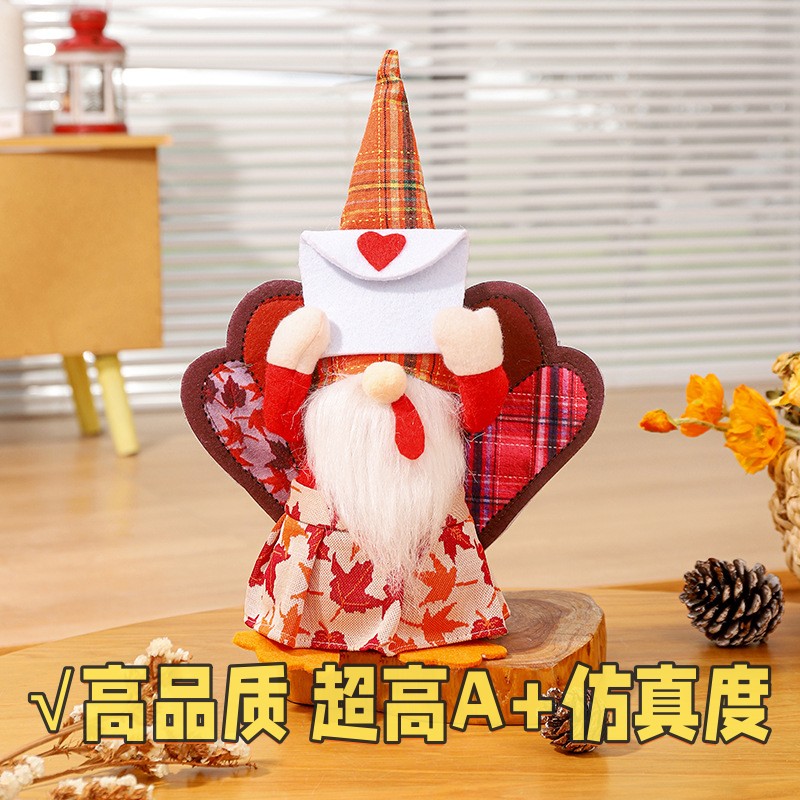 感恩节火鸡老人公仔摆饰可爱求偶无脸娃娃秋色居家节日装饰zj47
