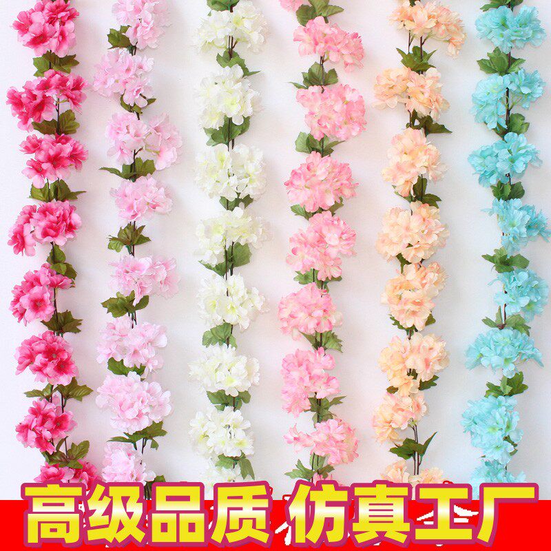 墙面教师仿真花环长条绿腾藤蔓花卉爬藤植物摇篮椅吊椅上的装饰花