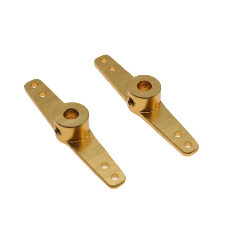 淡金色双边摇臂航模飞机前轮转向摇臂舵机金属传动转向臂曲柄DF83