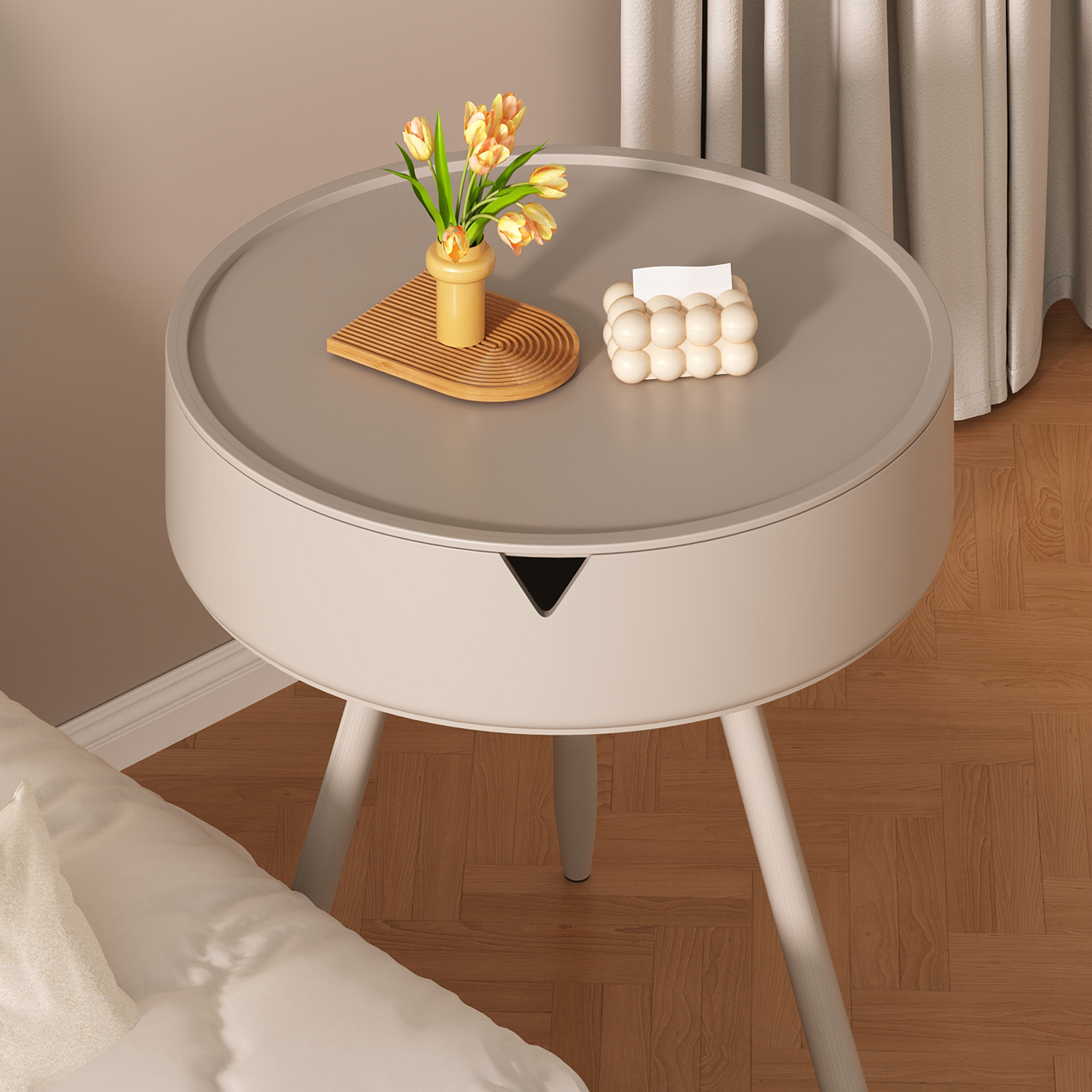 床头柜家用卧室现代简约小型铁艺替代品圆形创意迷你置物架小边几