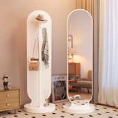 家用全身镜落地镜卧室门后旋转全身镜挂衣架一体可移动大全身镜子