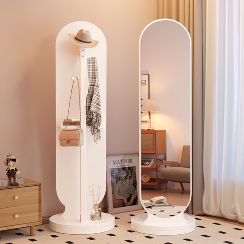 家用全身镜落地镜卧室门后旋转全身镜挂衣架一体可移动大全身镜子