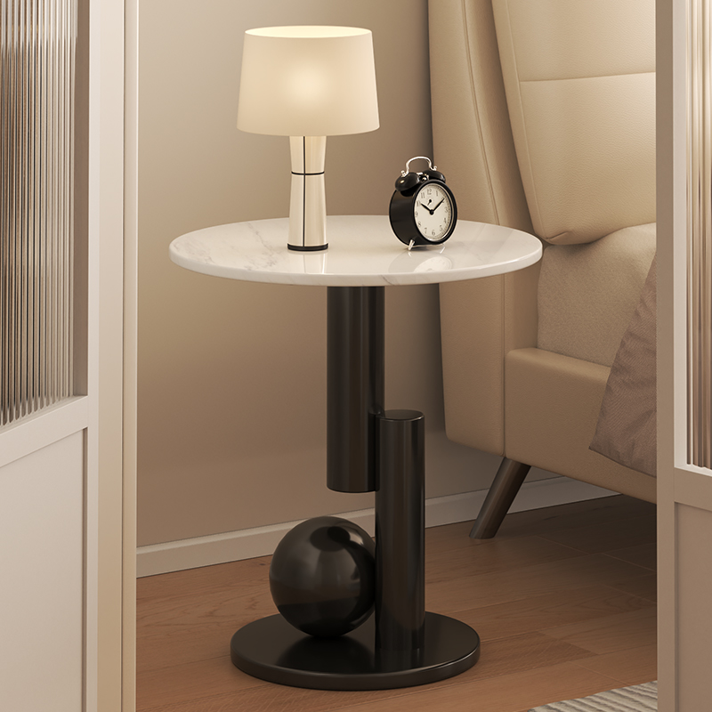 岩板茶几小桌子边几床头桌阳台办公室沙发客厅小户型创意轻奢圆形