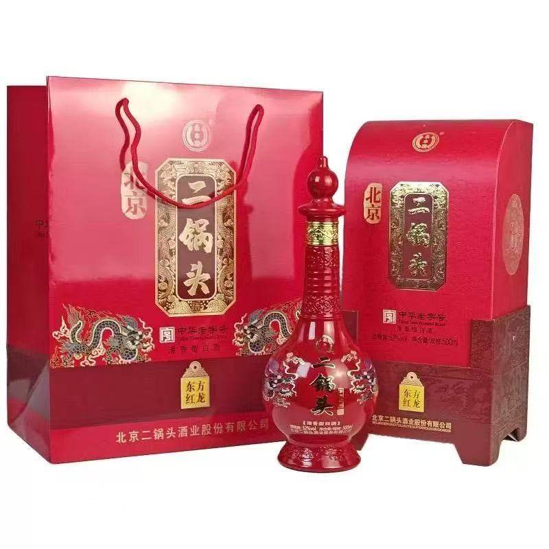 永丰牌 北京二锅头东方红龙清香型白酒52度500ml*6瓶 礼盒装
