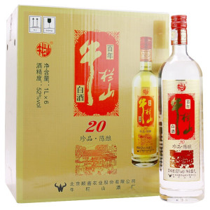 牛栏山二锅头 土豪金珍品陈酿20红标浓香型白酒 52度1000ML*6瓶装