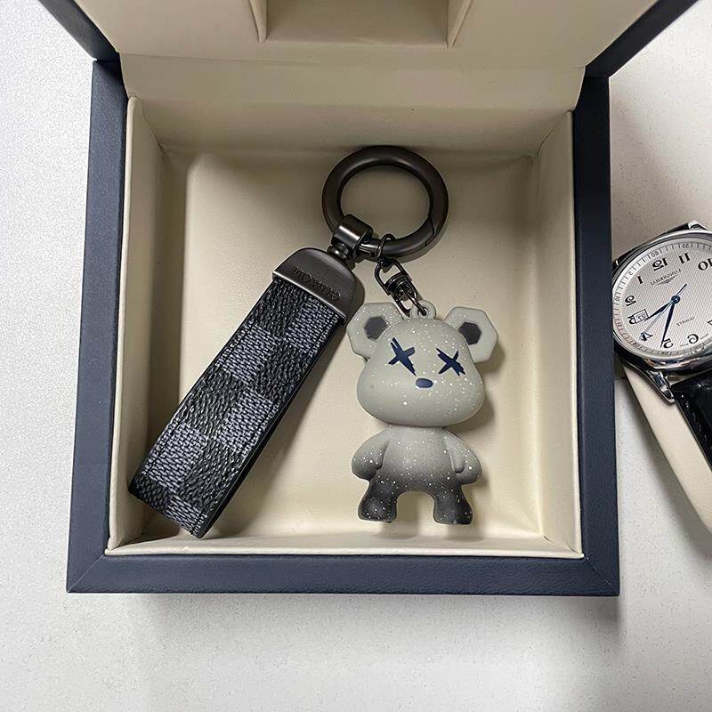 LV&GEDETE 渐变熊汽车钥匙扣挂件高级感饰品情侣定制钥匙链女精致