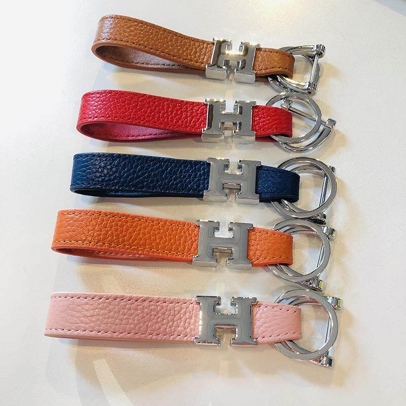 LV&GEDETE 钥匙扣汽车钥匙绳高档牛皮简约钥匙链包包挂件饰品男女