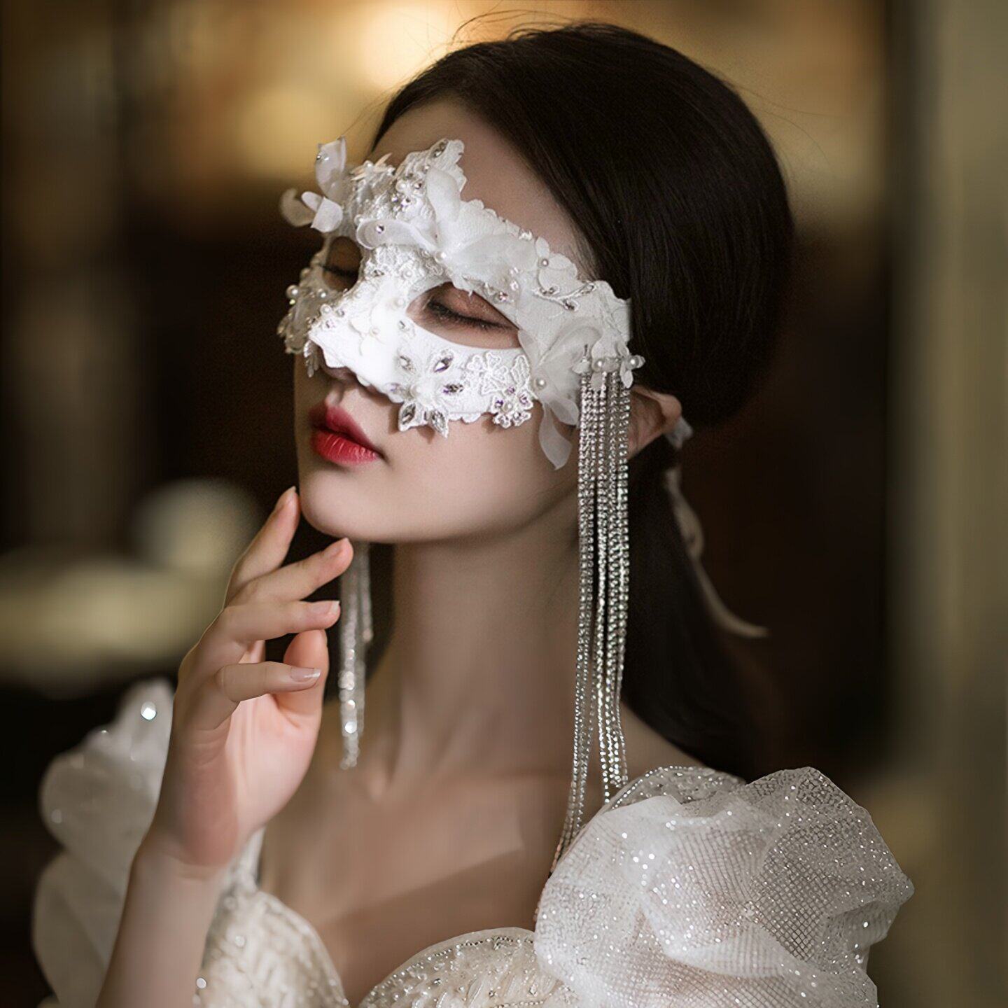半脸面具生日结婚宴会派对性感女神舞台表演化妆假面舞会道具白色