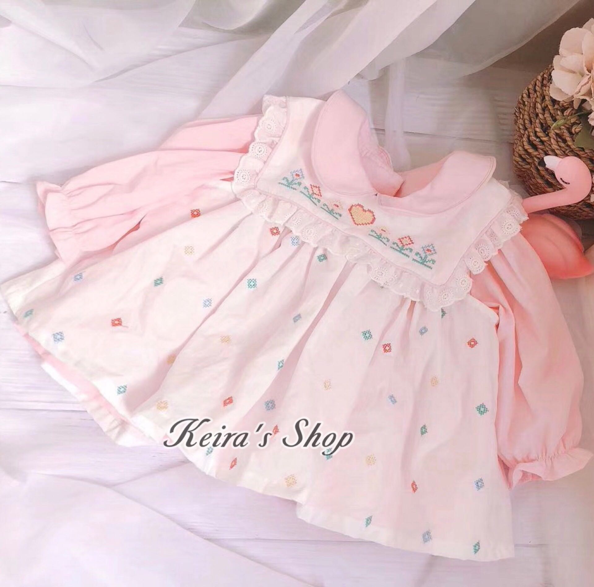 春秋童装女童vintage洛丽塔粉色