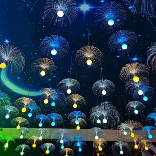 降落伞灯氛围灯节日花园商场装饰灯户外彩灯蒲公英灯水母灯光纤灯