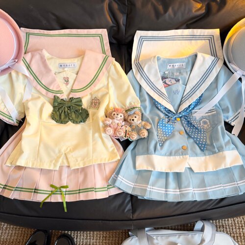 【粉蓝双子】城南诗中意原创春天jk水手服校供感青春日系制服学生
