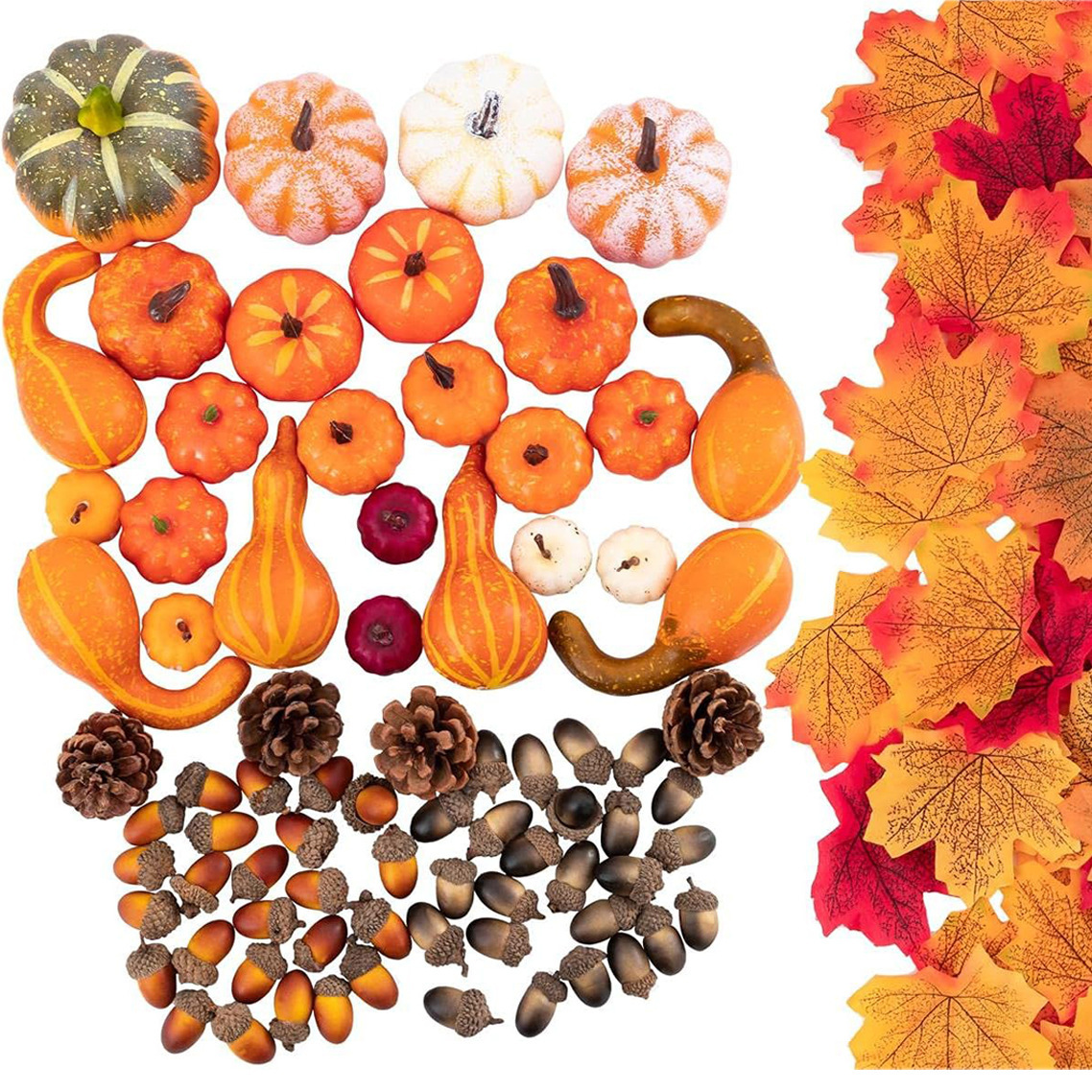 万圣节仿真南瓜摆件枫叶松果秋天丰收感恩节氛围装饰布置拍照道具