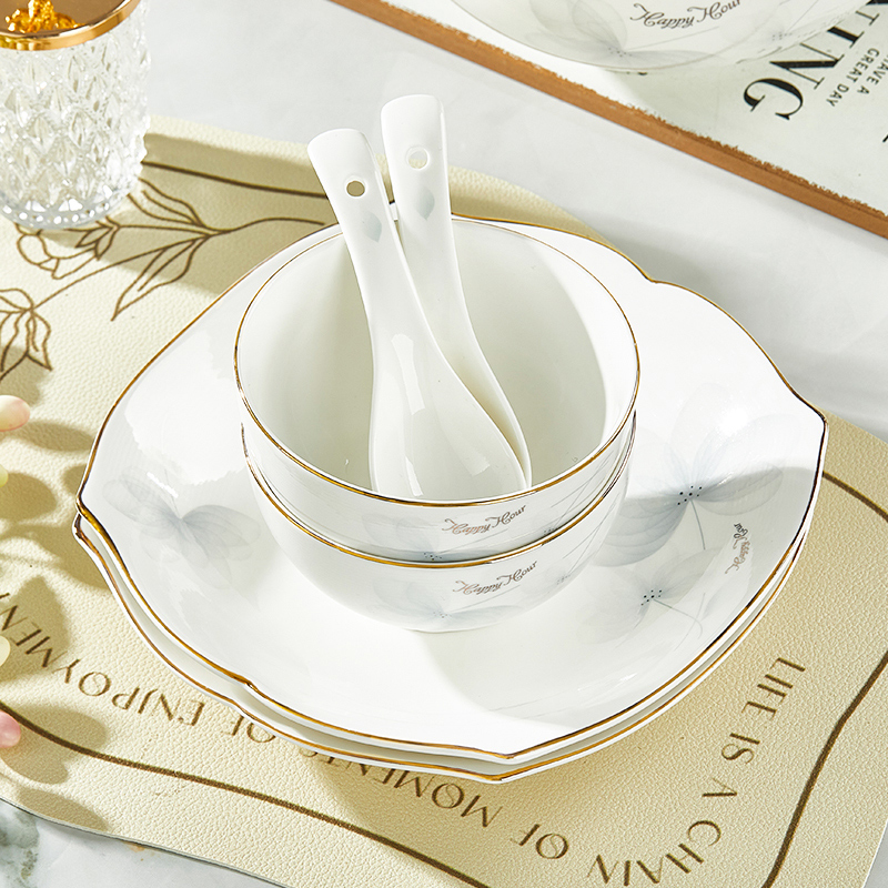 优尊陶瓷新中式家用碗盘筷单个