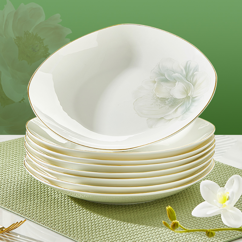 优尊陶瓷菜盘家用碗盘骨瓷餐具