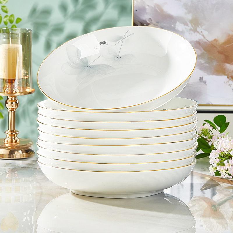 优尊陶瓷浮雕中式家用碗盘碟组合