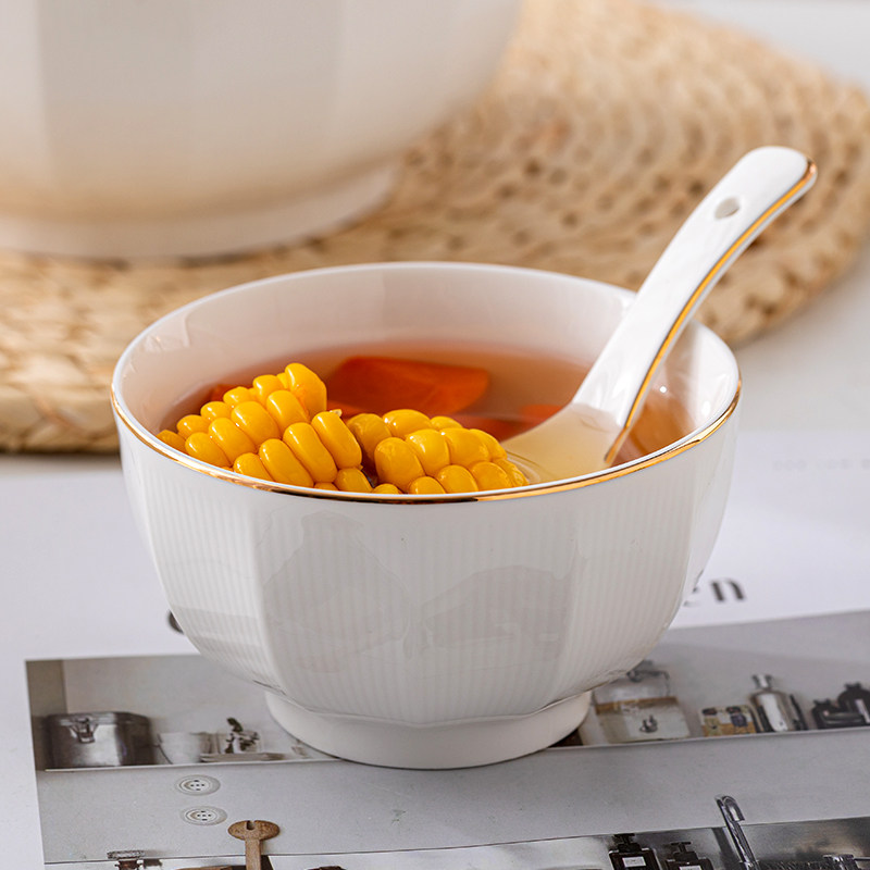 家用碗组合北欧金边米饭碗拉面碗创意个性可微波炉专用碗10个套装,餐饮具,碗,淘宝优惠券,粉丝福利购,淘宝优惠卷