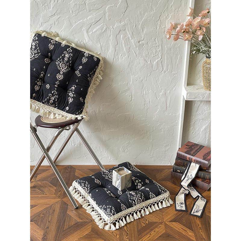 韩式覆古方形亚麻坐垫全棉流苏座椅垫子飘窗榻榻米地上屁垫蒲团垫