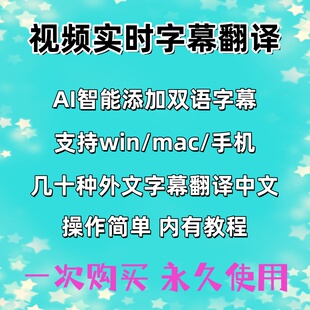 视频实时自动添加字幕软件看剧英日韩翻译看网课工具SRT双语字幕