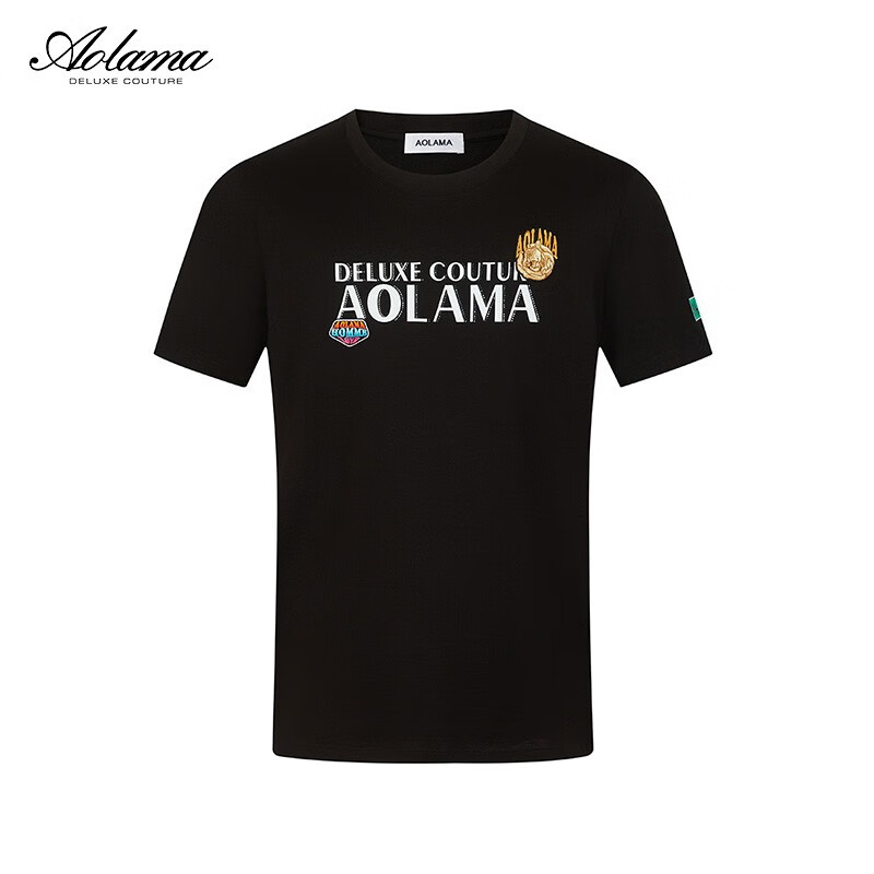 AOLAMA奥拉玛轻奢男装夏季新款短袖T恤新款胶印字母装饰T恤080262