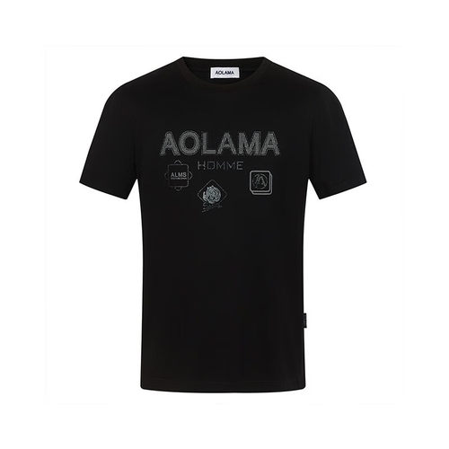 AOLAMA奥拉玛轻奢男装夏季新款短袖T恤新款撞色印花字母装饰T恤08