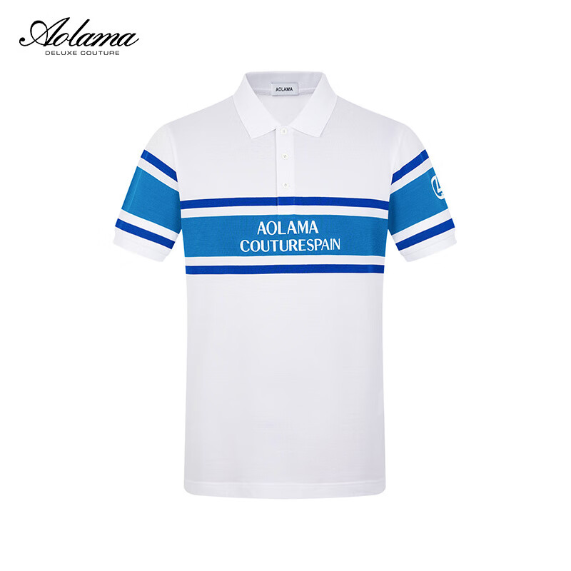 奥拉玛（Aolama）轻奢男装POLO衫夏季新款时尚绣花工艺翻领polo纯