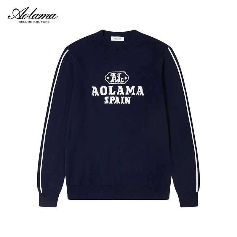 奥拉玛(Aolama)欧奢男装圆领薄毛衫秋新品时尚羊毛衫毛衣男